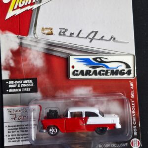 Miniatura Johnny Lightning do Chevy Bel Air 1955 com acabamento clássico e foco em colecionadores