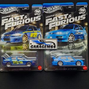 A coleção Fast & Furious Graphic Remix traz uma proposta moderna e diferenciada: releituras visuais dos carros inspirados na franquia mais famosa do cinema automotivo. Aqui, o destaque não está apenas nos modelos, mas também na arte gráfica exclusiva aplicada nas miniaturas.
